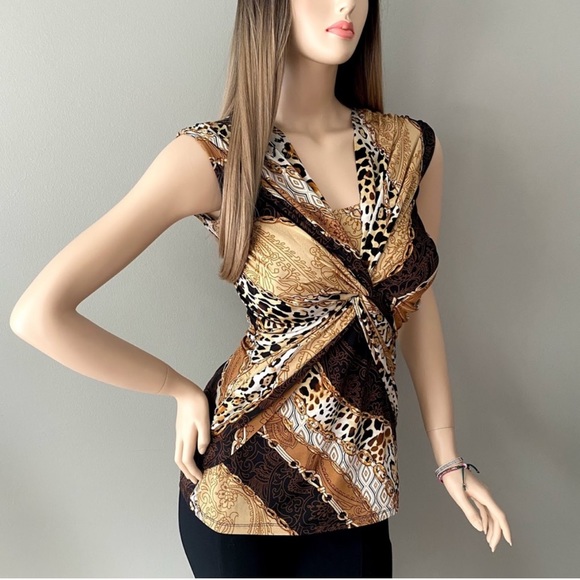 Cache chain animal print knot front top size M - Picture 2 of 7